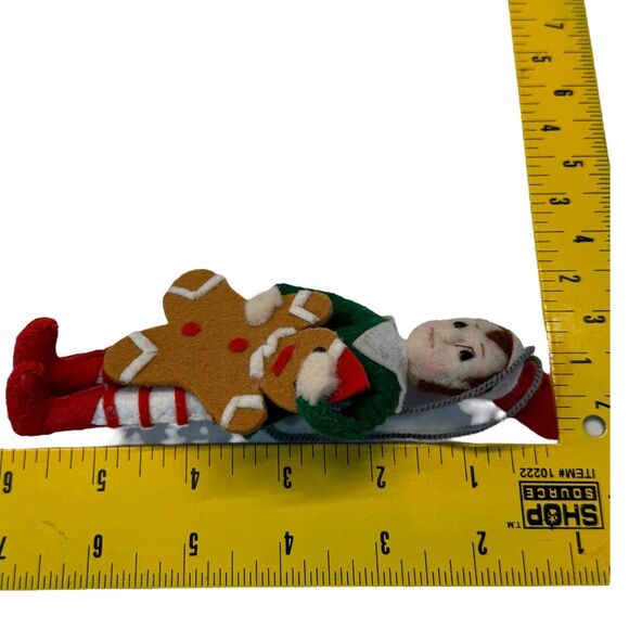 Vtg Handmade ELF Gingerbread Felt Christmas Ornament – Kyrgyzstan 6" - Picture 8 of 8
